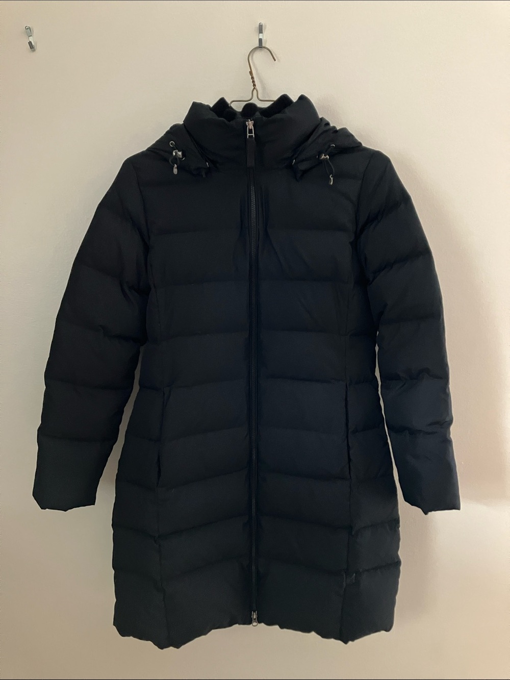 Lands' End Black Hooded Long Puffer Coat